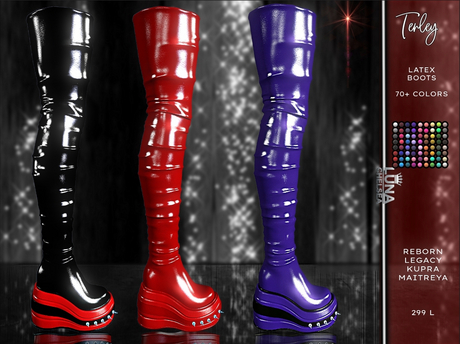 Second Life Marketplace - Tenley Latex High Boots,with wedge heels